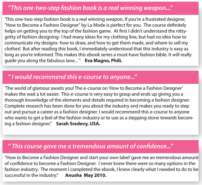 fashion design testimonials